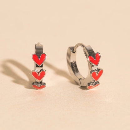 Heart 3D Huggie Hoop Earrings