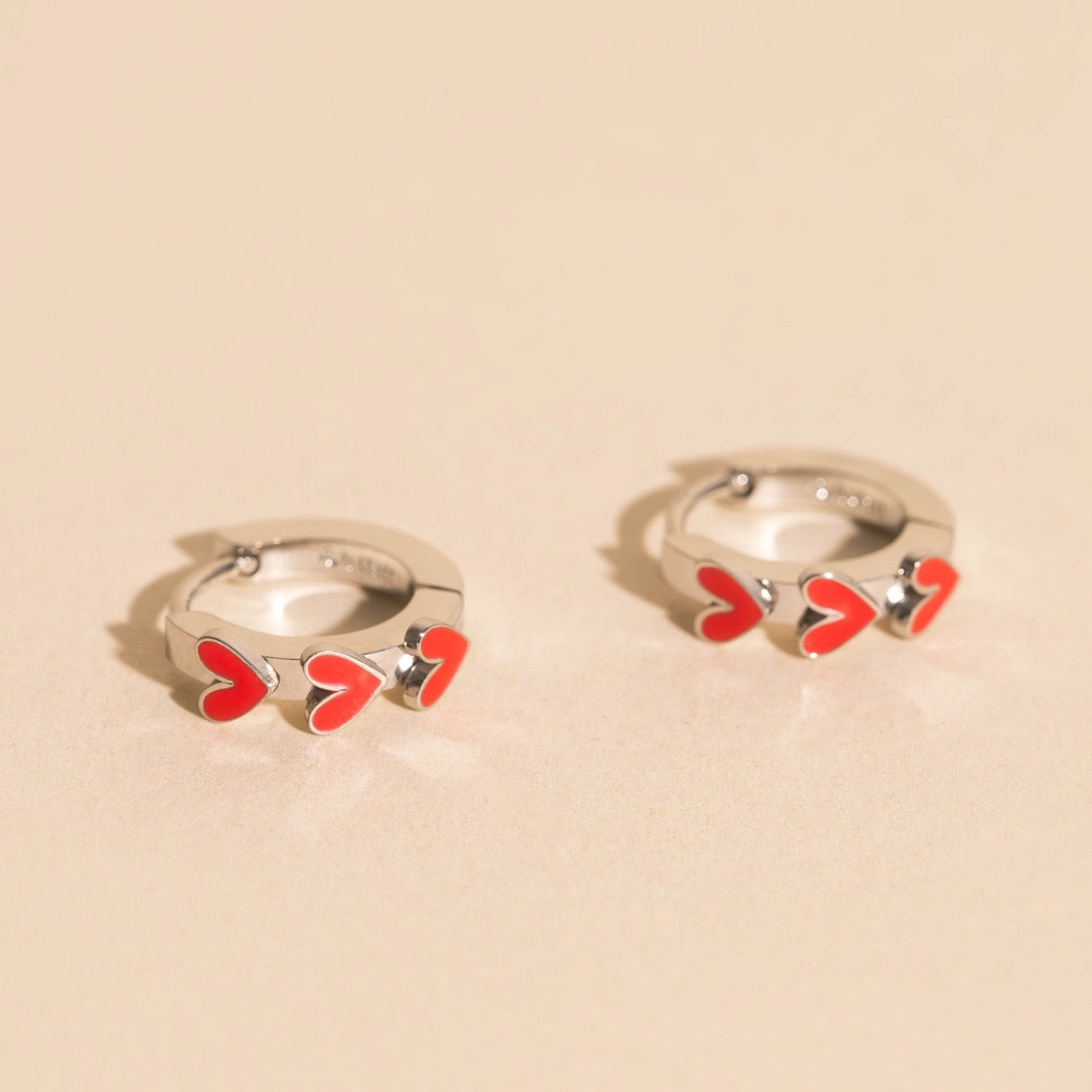 Heart 3D Huggie Hoop Earrings