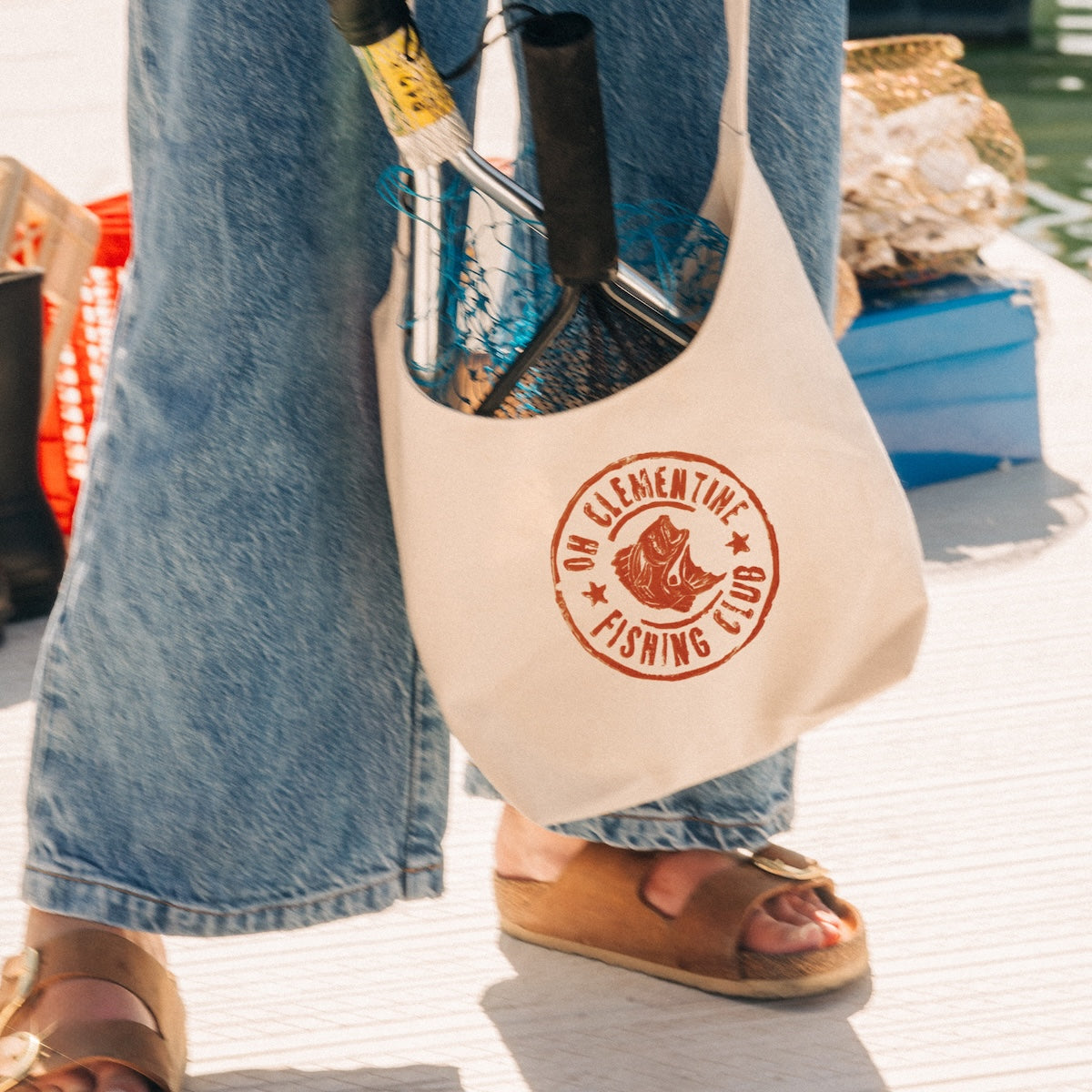 Oh Clem Fishing Club Hand-made Tote Bag