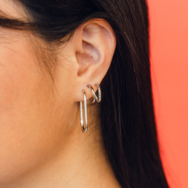 Rectangular Rounded Earrings Titanium Thinny Rectangle Rounded Huggie Hoop Earrings - FeatherTUFF ...