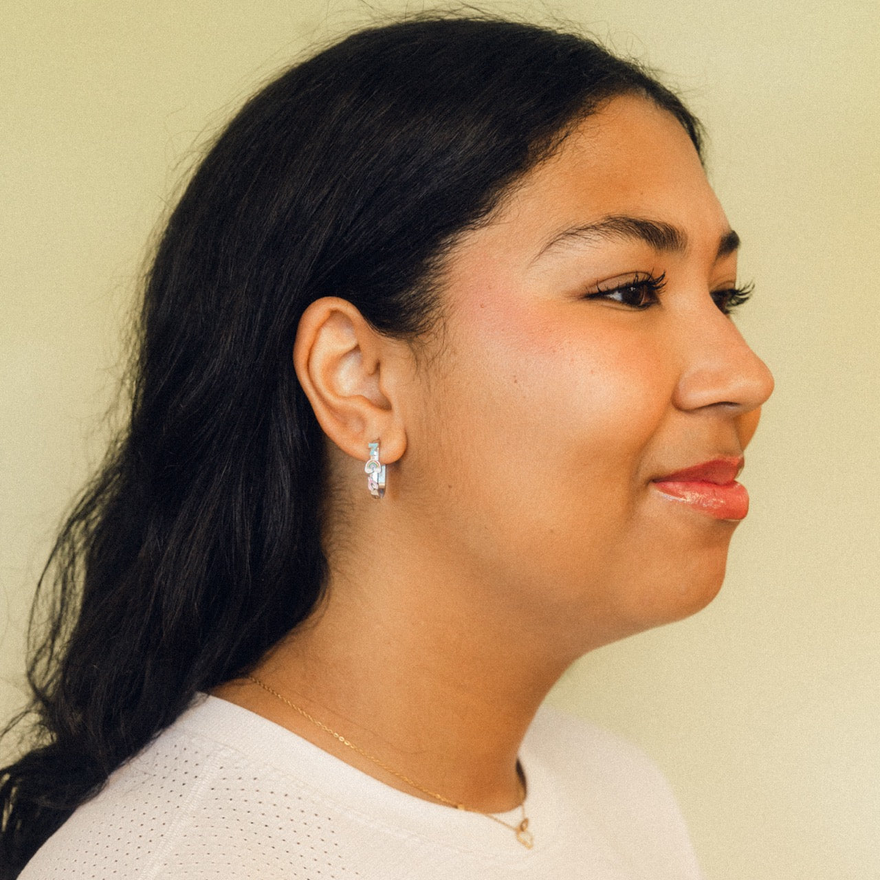 Lucky Oblong 3D Huggie Hoop Earrings