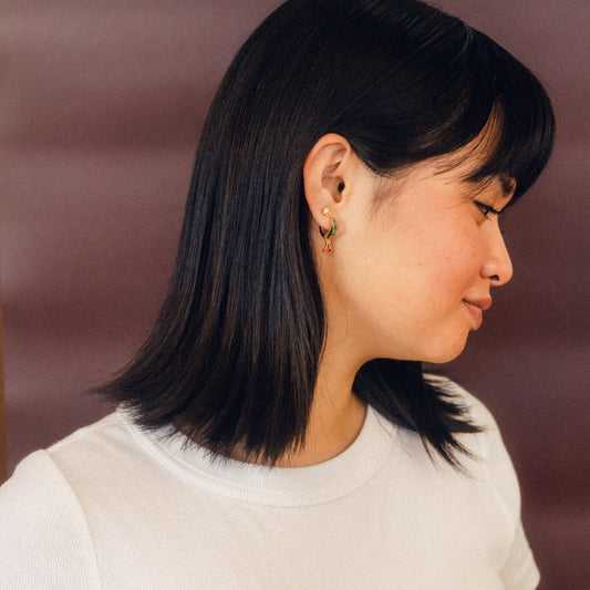 Mini Cherry Huggie Hoop Charms