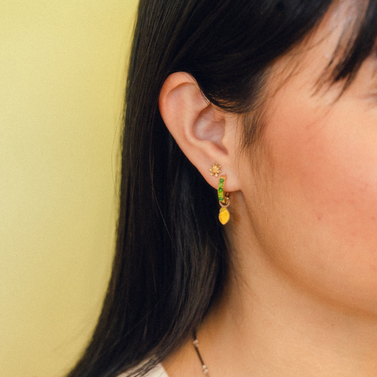Mini Lemon Huggie Hoop Charms