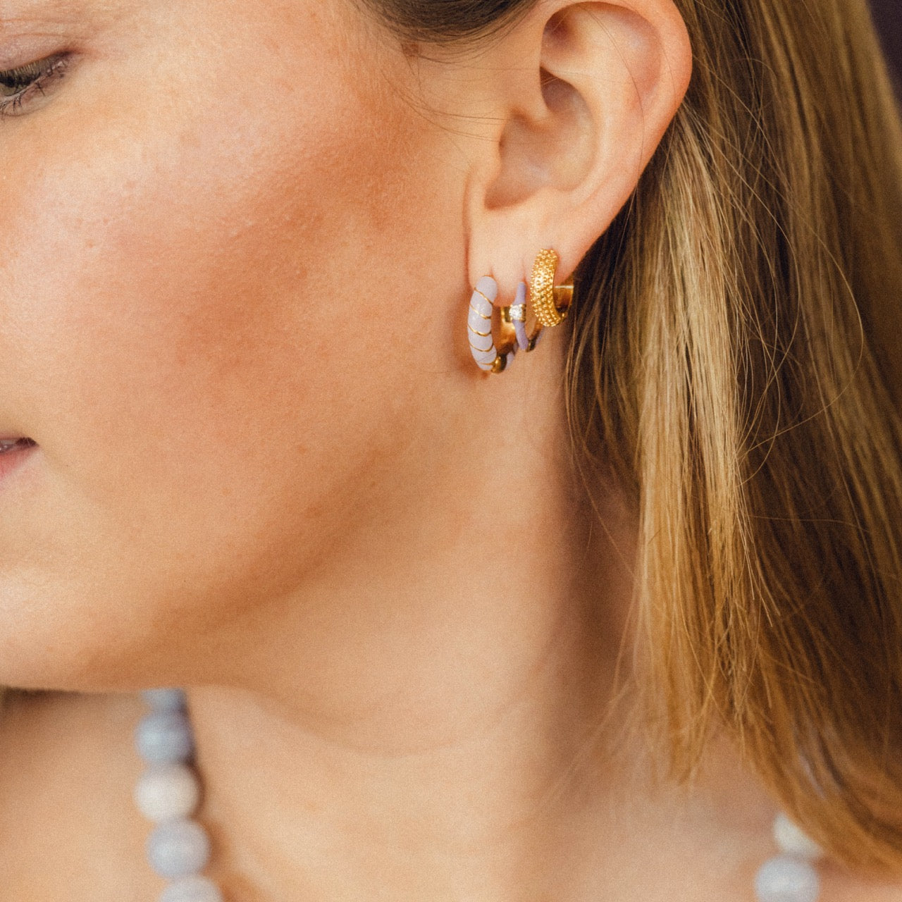 Color Chunky Rounded Huggie Hoop Earrings