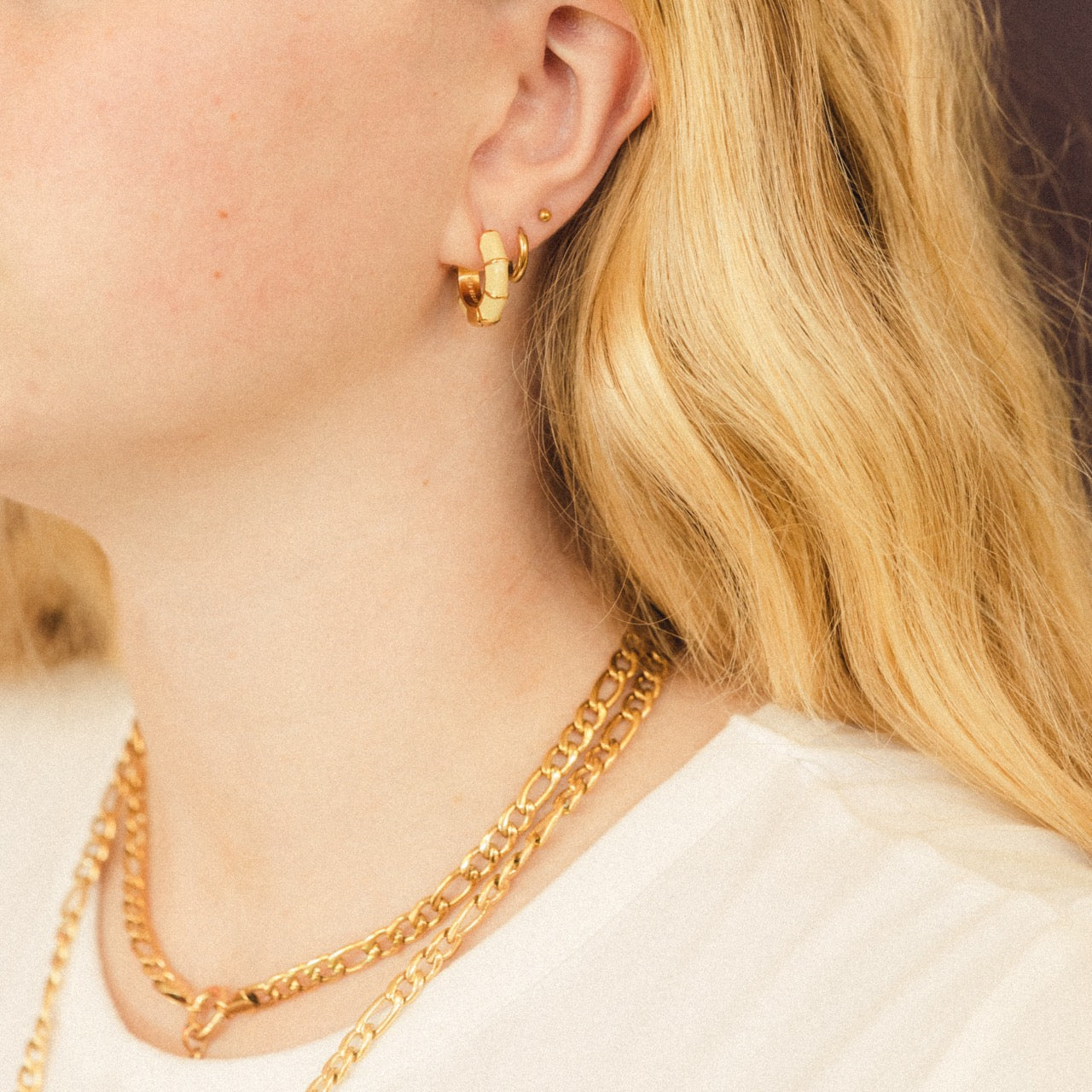 Color Block Chunky Rounded Huggie Hoop Earrings