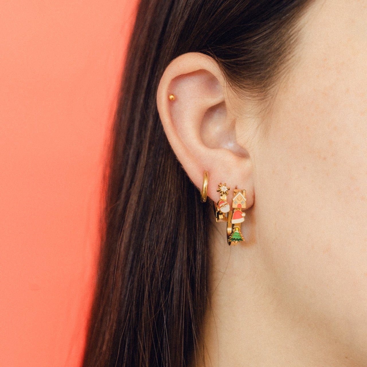 Christmas 3D Huggie Hoop Earrings