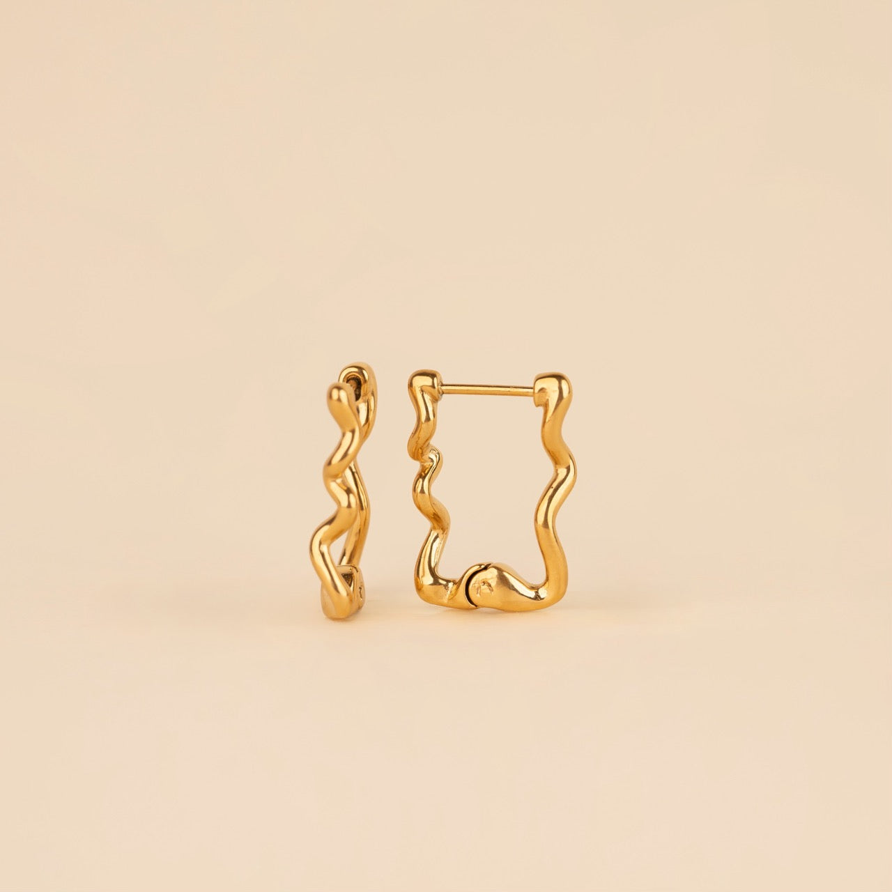 Squiggly Rounded Huggie Hoop Earrings