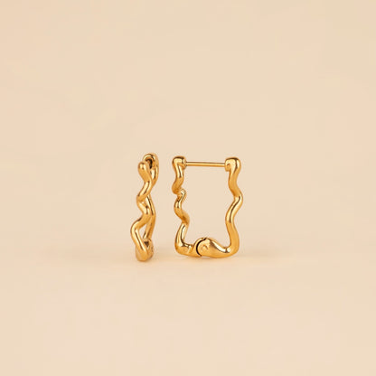 Squiggly Rounded Huggie Hoop Earrings