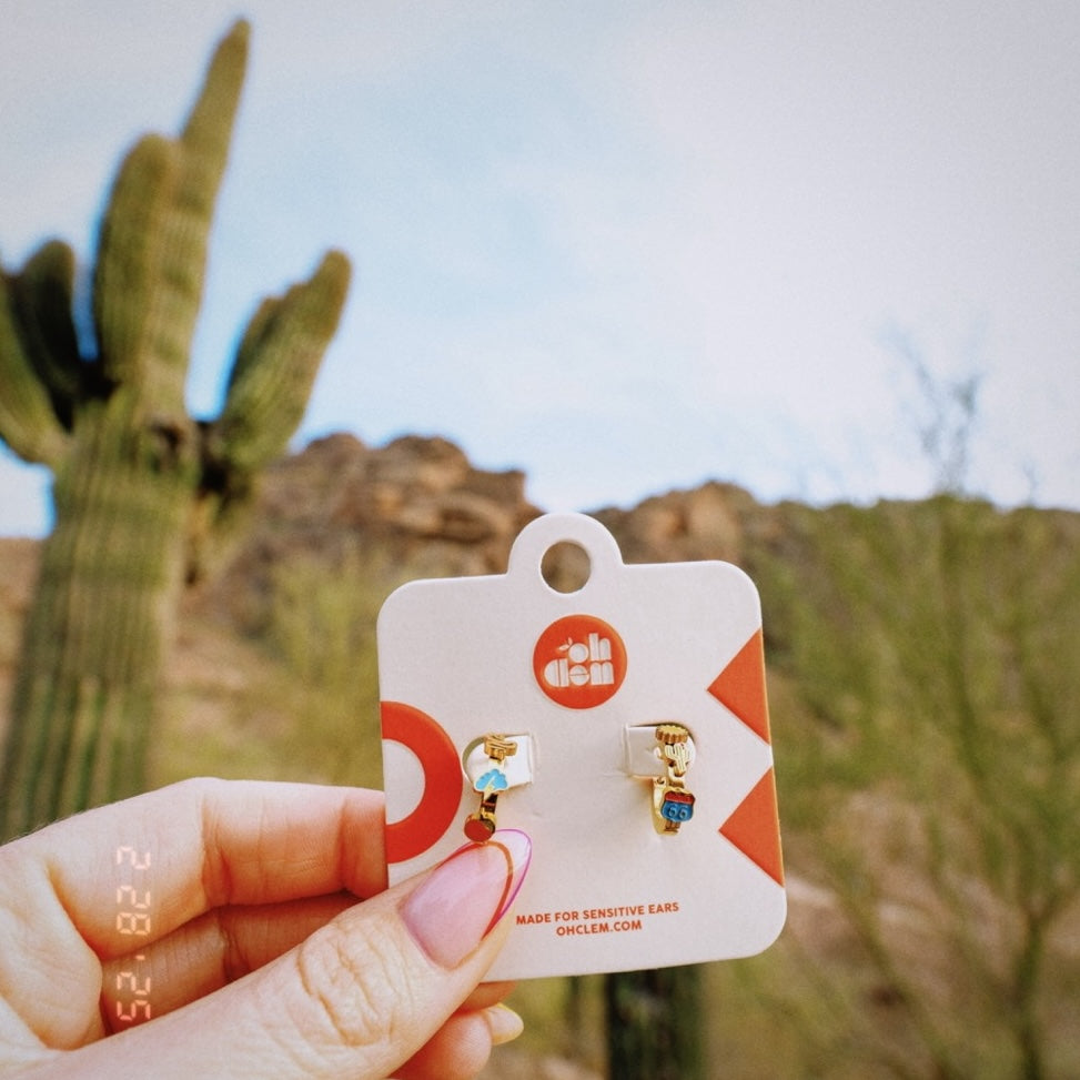 Arizona Desert 3D Huggie Hoop Earrings