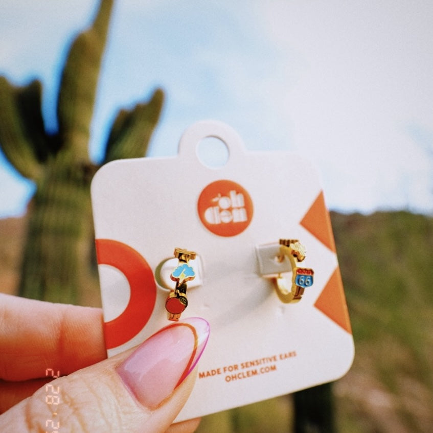 Arizona Desert 3D Huggie Hoop Earrings