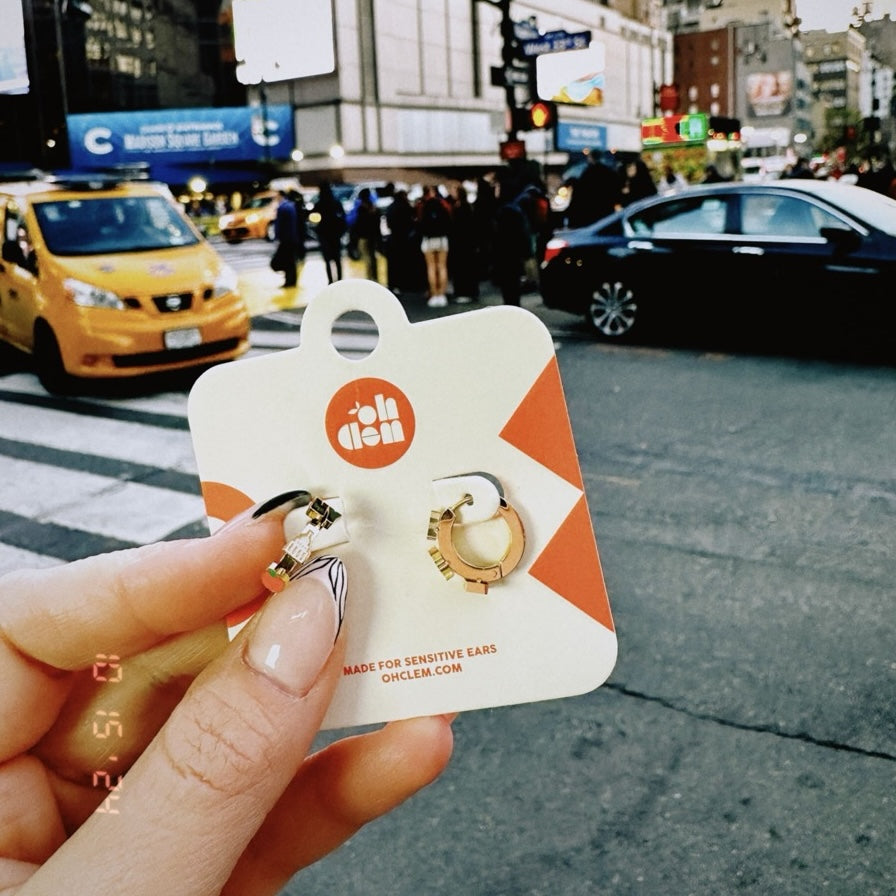 NYC 3D Huggie Hoop Earrings