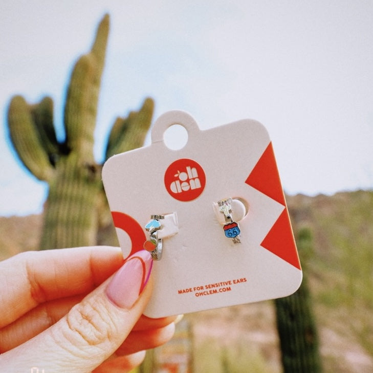 Arizona Desert 3D Huggie Hoop Earrings