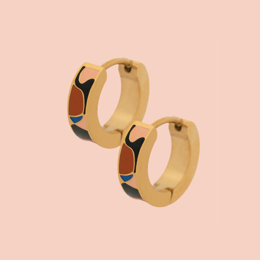 Abstract Chunky Huggie Hoop Earrings