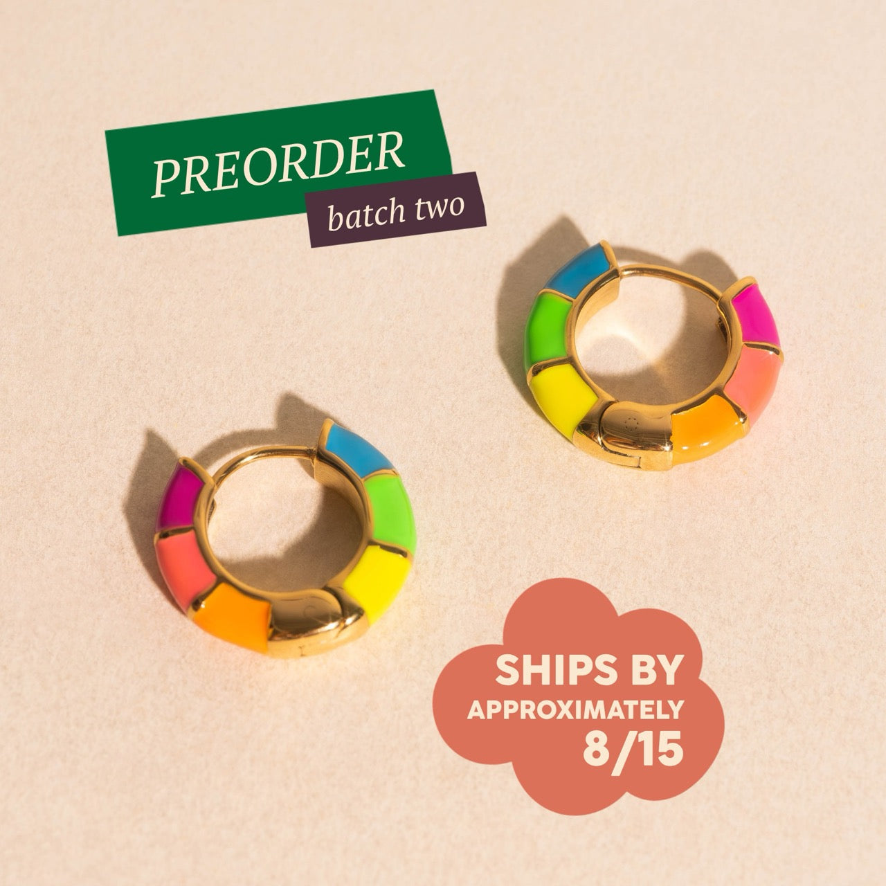 Color Block Chunky Rounded Huggie Hoop Earrings