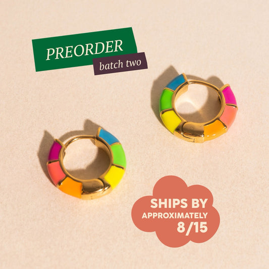Color Block Chunky Rounded Huggie Hoop Earrings