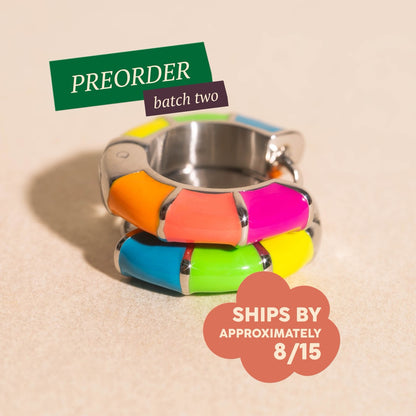 Color Block Chunky Rounded Huggie Hoop Earrings