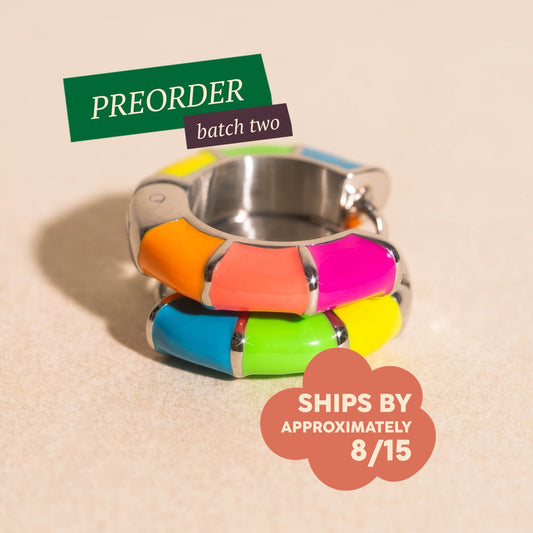 Color Block Chunky Rounded Huggie Hoop Earrings