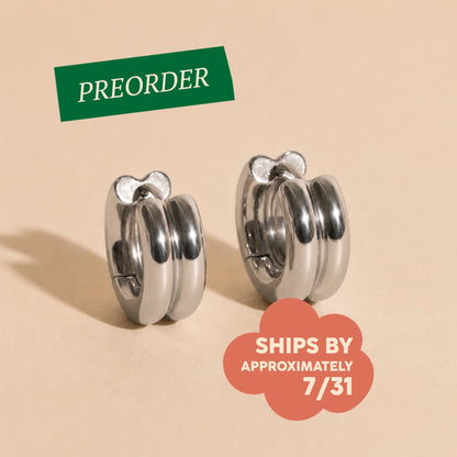Titanium Double Chunky Rounded Huggie Hoop Earrings - FeatherTUFF™