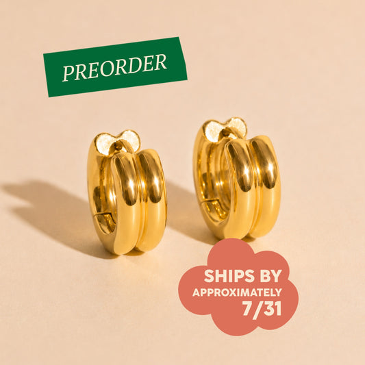Titanium Double Chunky Rounded Huggie Hoop Earrings - FeatherTUFF™