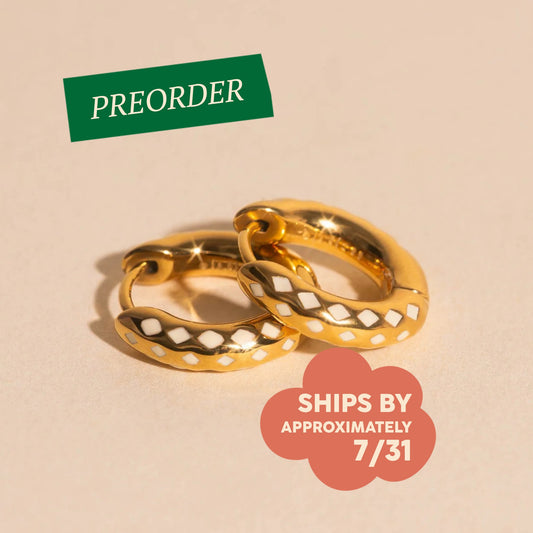 Diamond Lattice Chunky Rounded Huggie Hoop Earrings