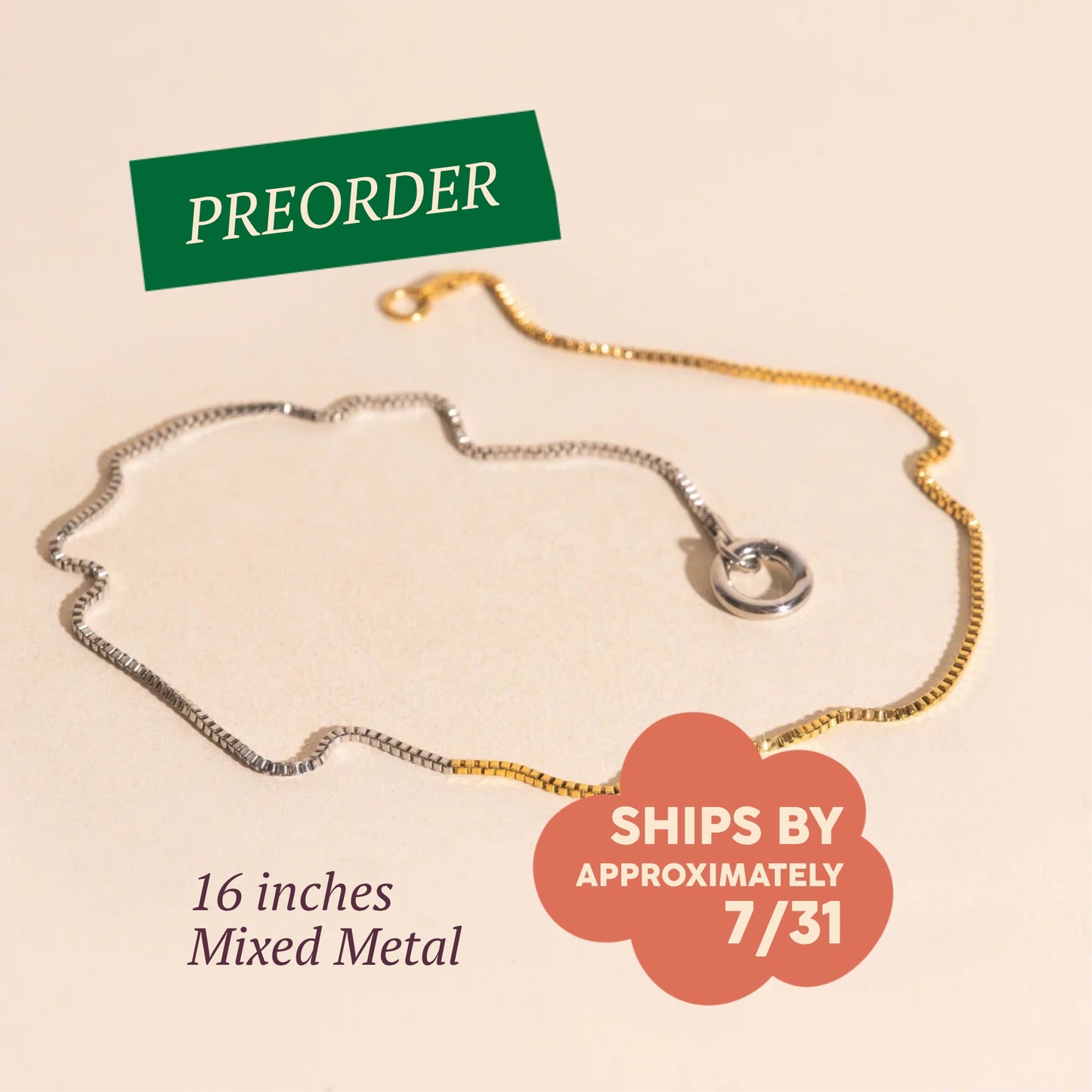 Mixed Metal Dainty Box Chain Necklace