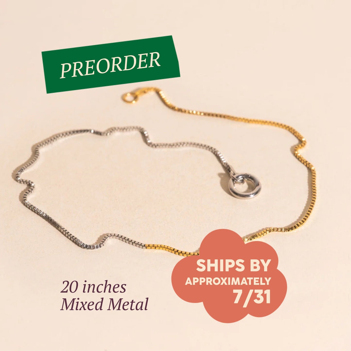 Mixed Metal Dainty Box Chain Necklace