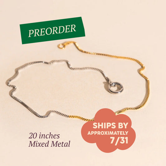 Mixed Metal Dainty Box Chain Necklace