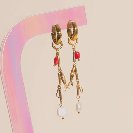 Ocean Bait Huggie Hoop Charms