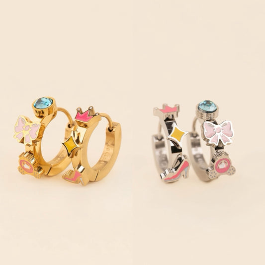 Princess 3D Huggie Hoop Earrings