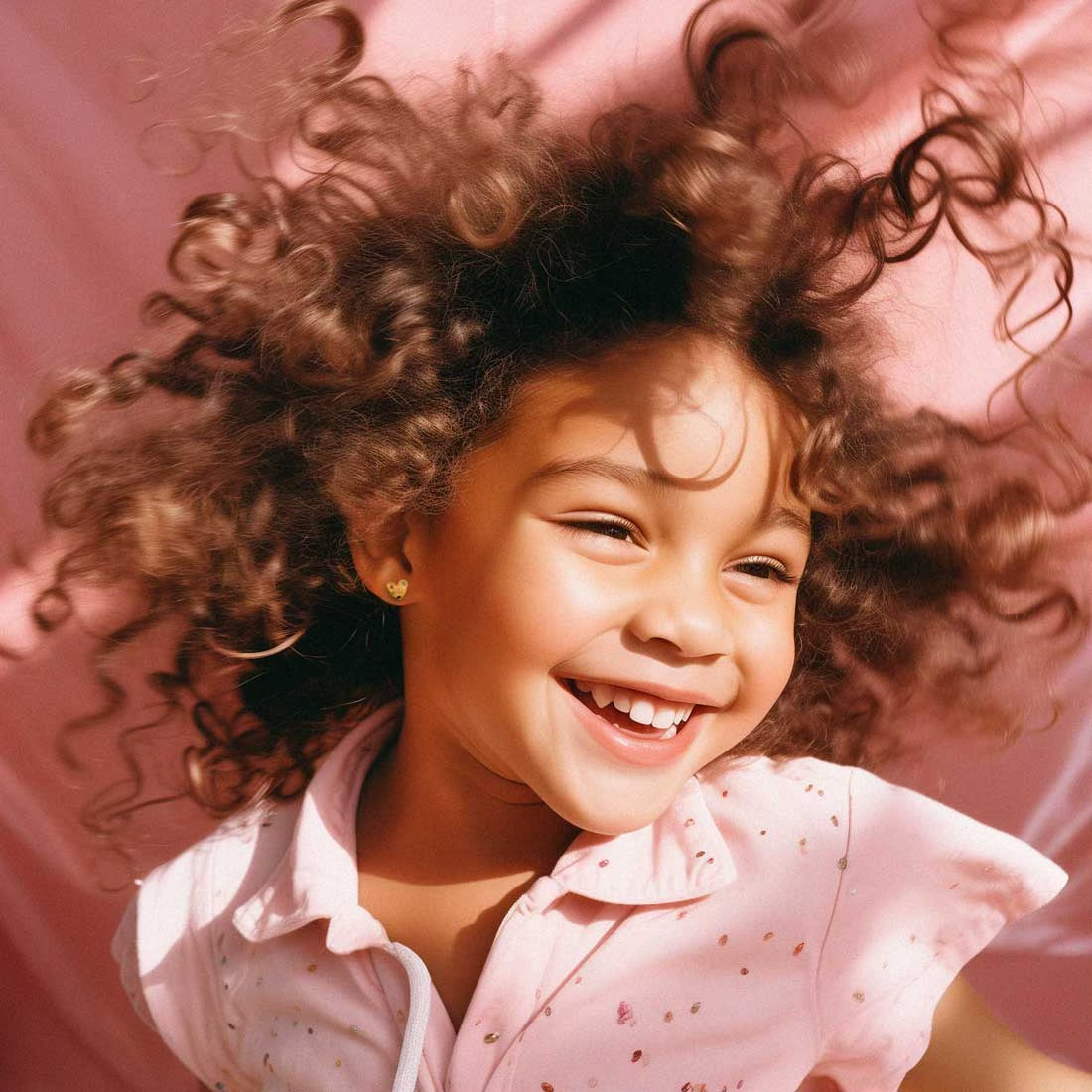 Portrait Of A Smiling Cute Little Girl Wearing Fruit Earrings