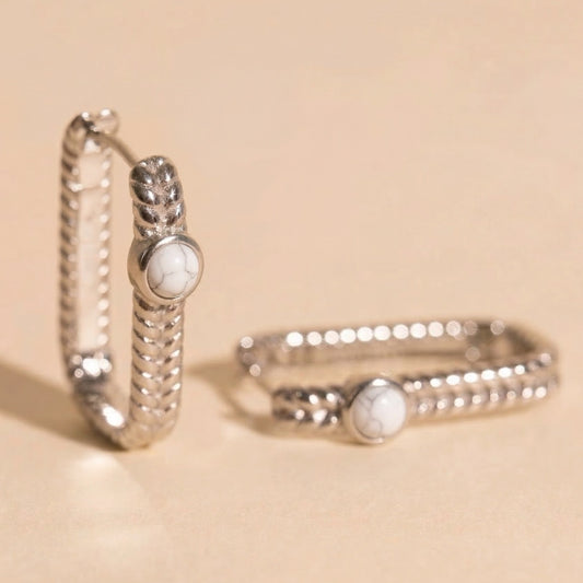 Rope Rectangle Huggie Hoop Earrings