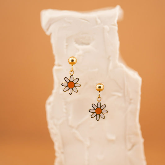 Cream Flower Drop Earrings